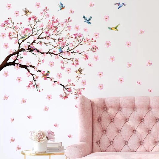 Watercolour Bird Flower Wall Stickers Living Room Decoration for Bedroom Wall Decals Kids Room Baby Nursery Home Decor Gift Gift