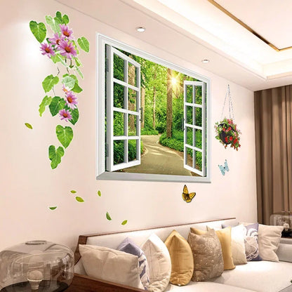 DIY Purple Lavender Living Room Wall Stickers Decor Self-Adhesive Flowers Butterfly Wall Decals Mural Bedroom Home Decorations