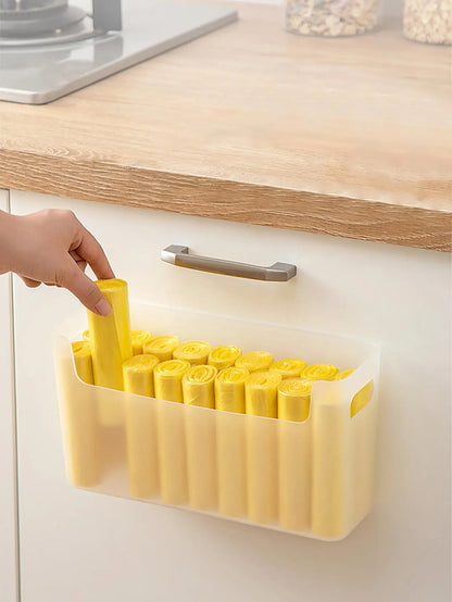 Worthbuy Multifunctional Plastic Storage Rack Holder Punch Free Wall-Mounte Storage Organization Kitchen Cabinet Storage Box