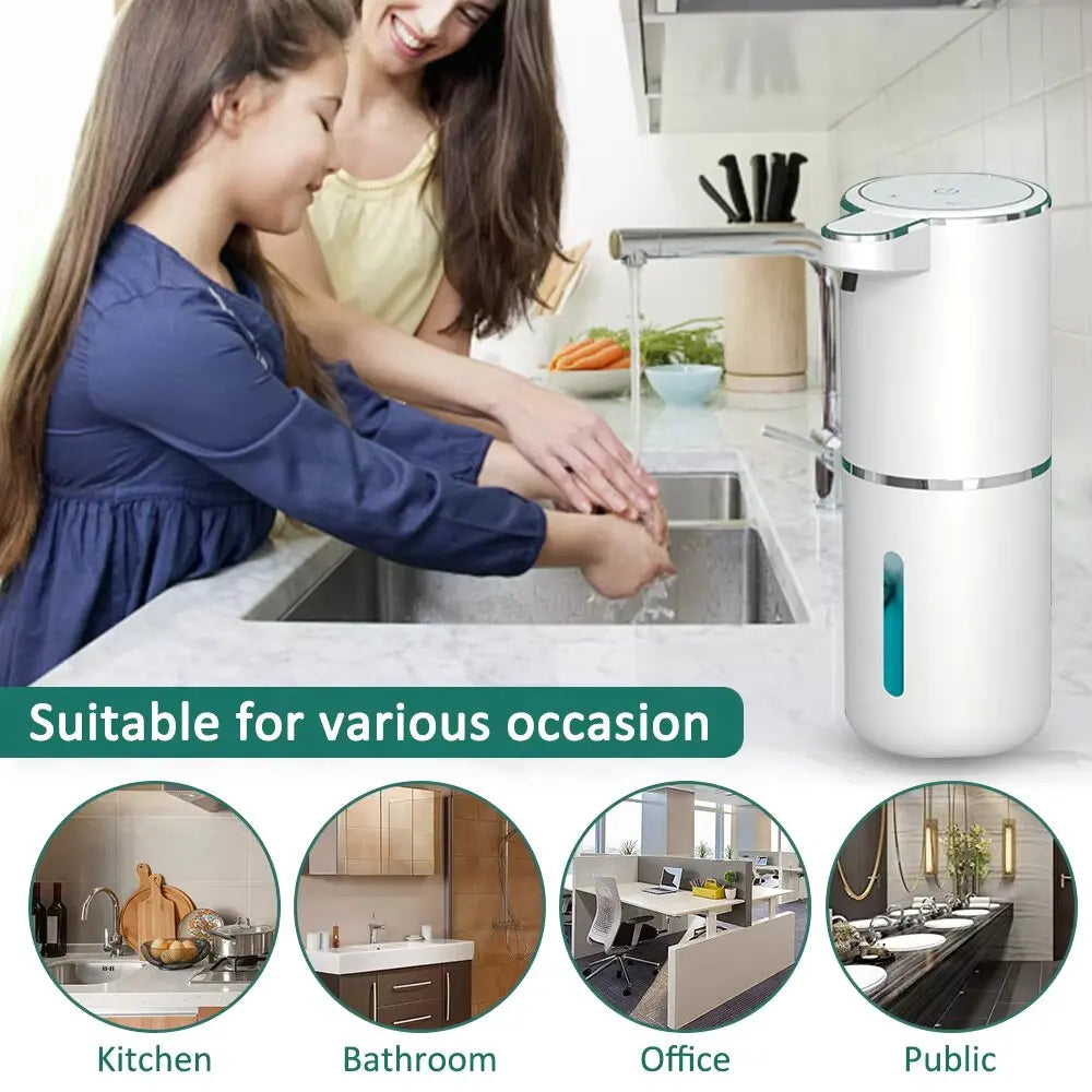 New Automatic Soap Dispensate Touchless Foaming Soap Dispensate 380ml USB Rechargeable Electric 4 Level Adjustable for Home